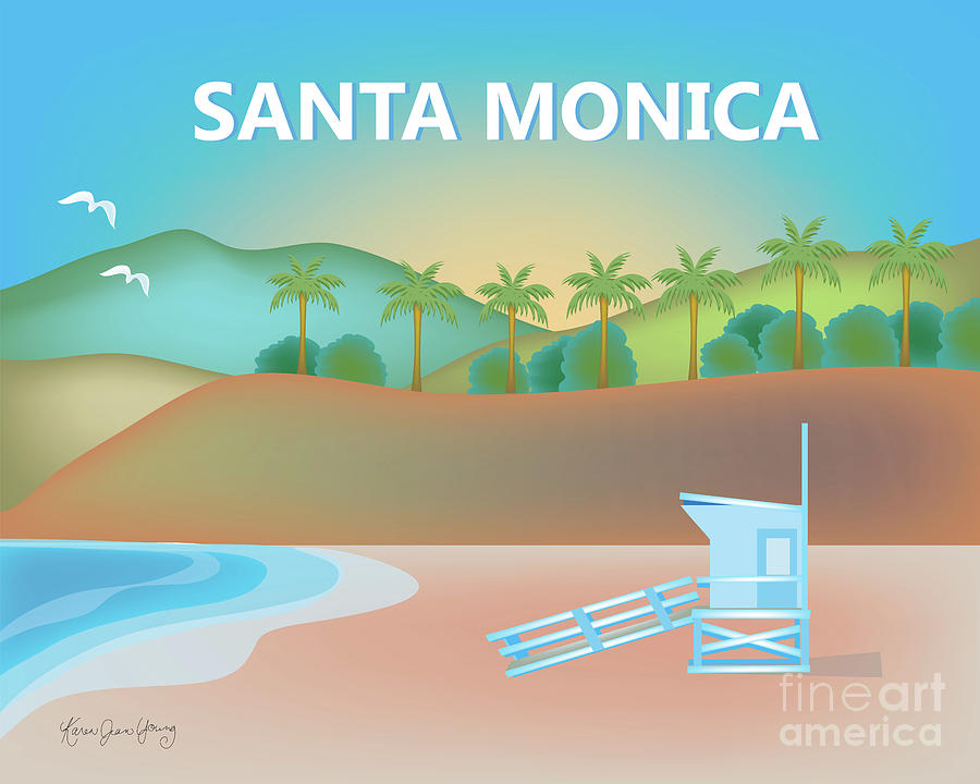 Santa Monica California Horizontal Scene Digital Art by Karen Young