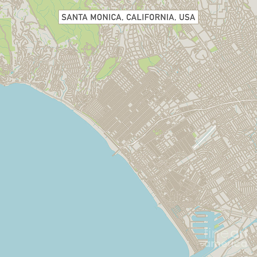 Santa Monica California Us City Street Map Frank Ramspott 