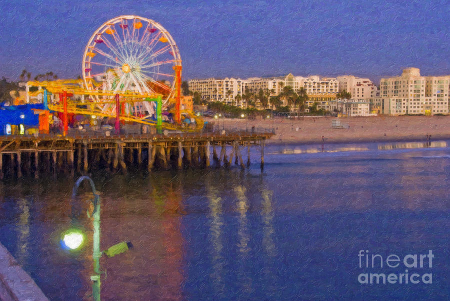 Santa Monica Photograph - Santa Monica Pacific Park Pier and Lowes Hotel by David Zanzinger