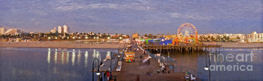 Santa Monica Pacific Park Pier Skyline Panoramic Photograph by David Zanzinger