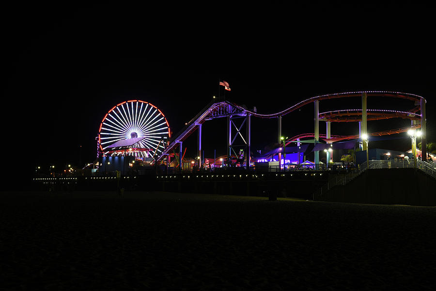 Santa Monica Pier at Night Photograph by Scott Cunningham