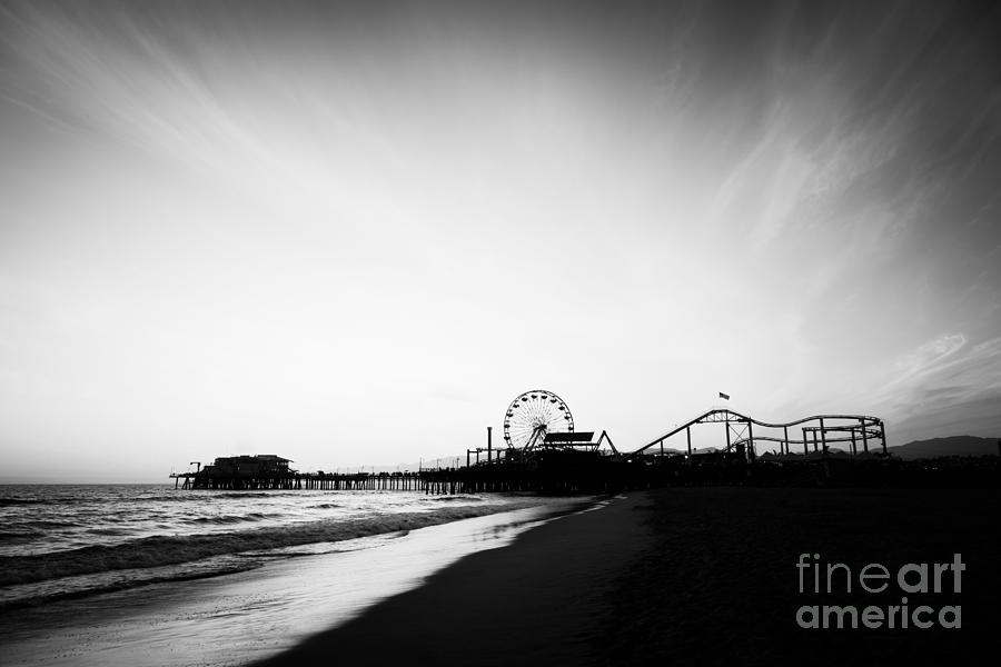 Santa Monica Pier Black And White Photo Photograph
