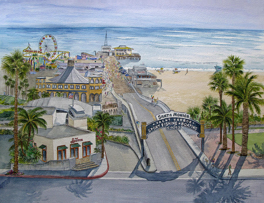 Santa Monica Pier Painting by Bonnie Sue Schwartz - Pixels