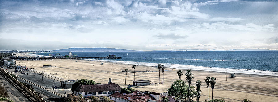 Santa Monica Pier Desaturated - Panorama Photograph by Gene Parks