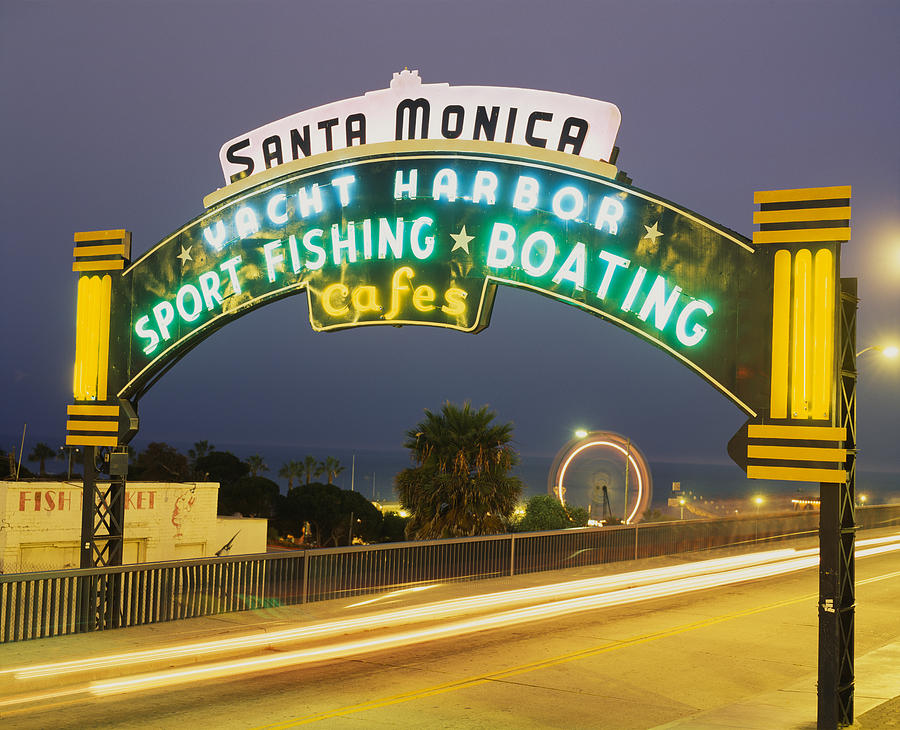 Santa Monica Photograph - Santa Monica Pier Sign Santa Monica Ca by Panoramic Images