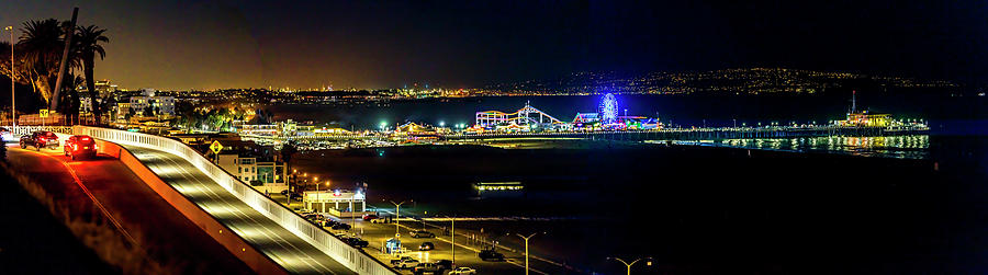 Santa Monica Pier Sparkle - Panorama Photograph by Gene Parks