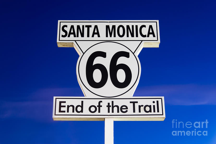 Santa Monica Photograph - Santa Monica Route 66 Sign by Paul Velgos