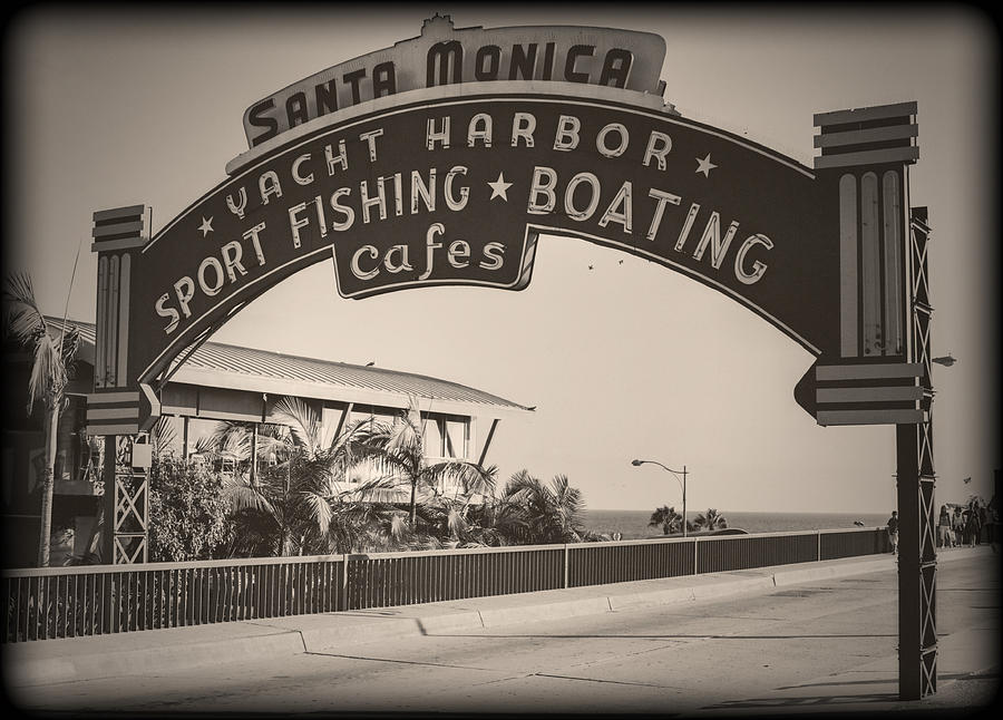 Tree Photograph - Santa Monica Sign Series Modern Vintage by Ricky Barnard