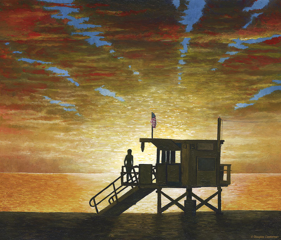 Santa Monica Sunset Painting by Douglas Castleman