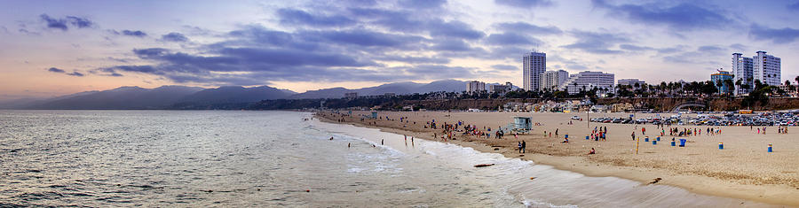 Santa Monica Sunset Panorama Photograph by Ricky Barnard