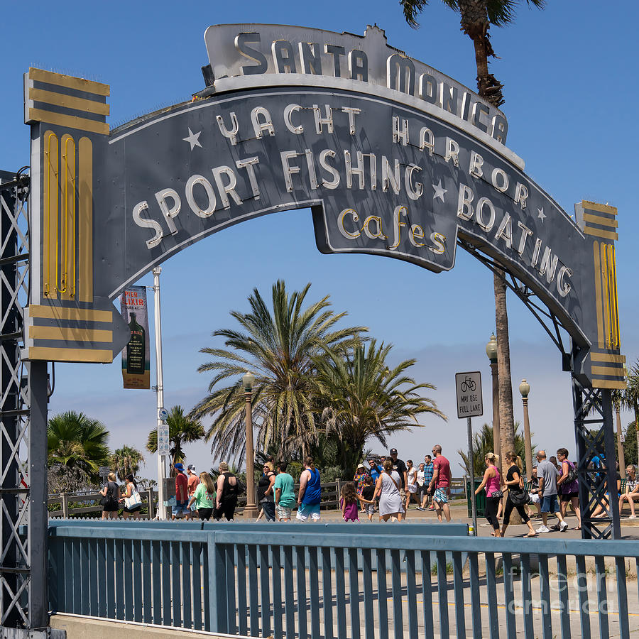 Santa Monica Yacht Harbor at Santa Monica Pier in Santa Monica California DSC3669sq Photograph by Wingsdomain Art and Photography