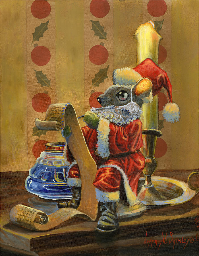 Santa Mouse Painting by Jeff Brimley