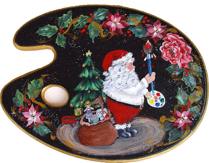 Santa on a Palette Painting by Quwatha Valentine