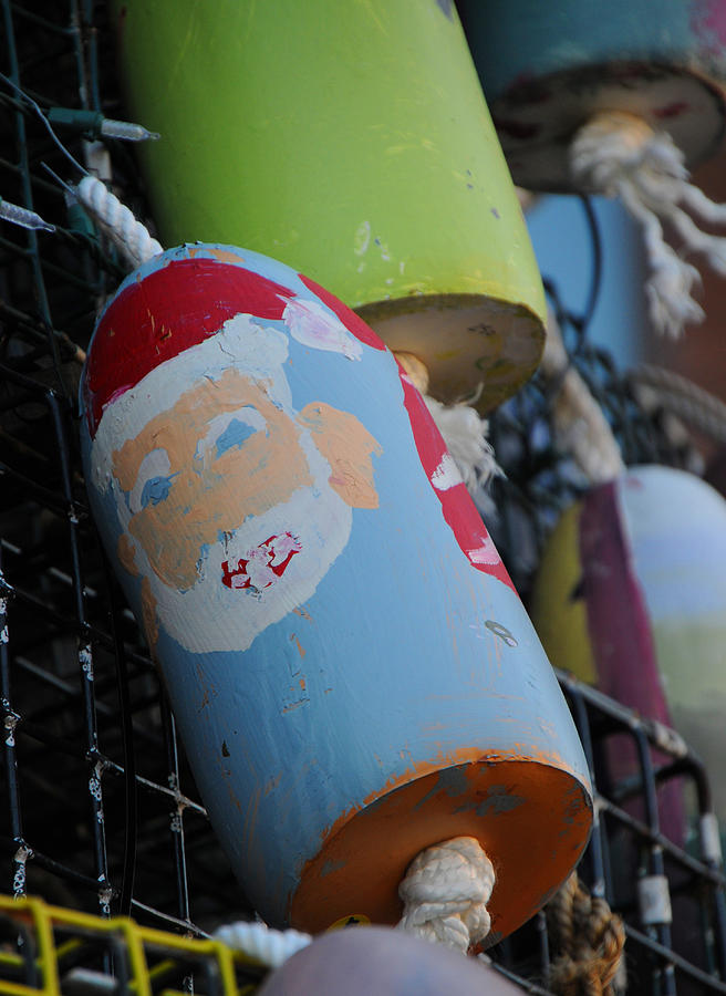 Santa on Lobster Trap Buoy Photograph by Mike Martin
