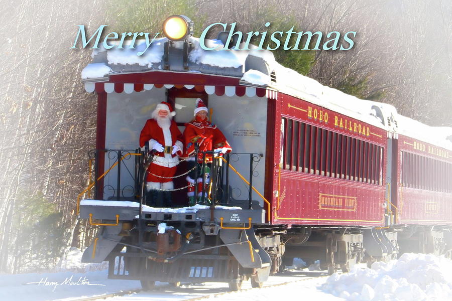 Santa on Train 2 Pyrography by Harry Moulton