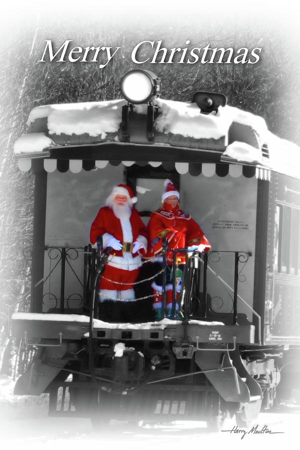 Santa on Train Pyrography by Harry Moulton