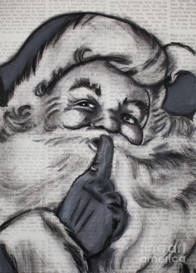 christmas charcoal drawing