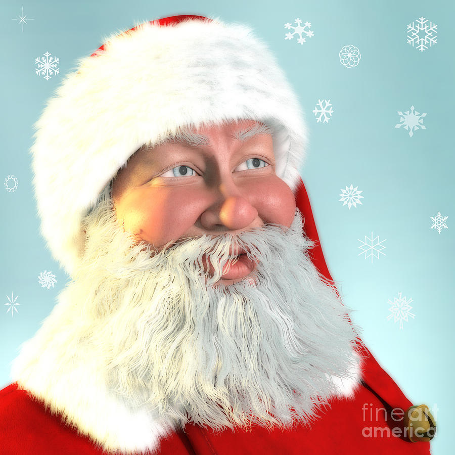 Santa Claus Digital Art - Santa Portait by Two Hivelys