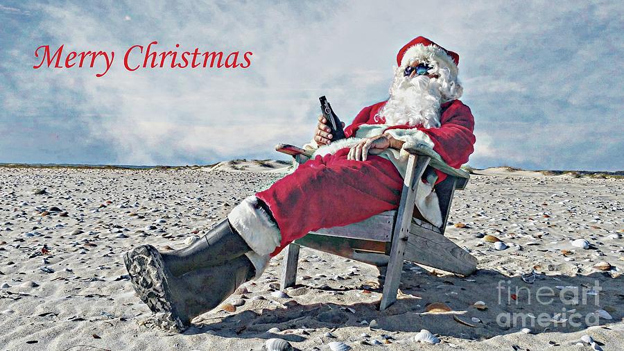 Santa Claus Photograph - Santa Relaxing on the Beach by Benanne Stiens