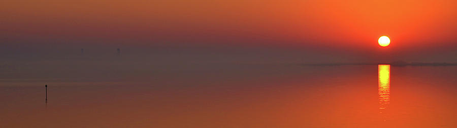 Santa Rosa Sound Sunrise Minimalism Panoramic Photograph by Jeff at JSJ Photography