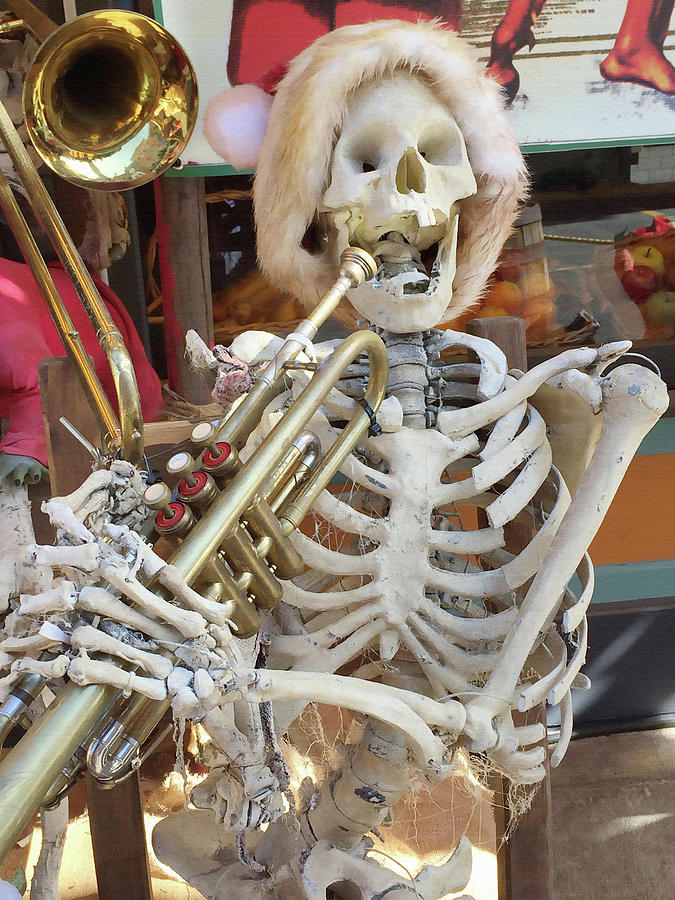 Music Photograph - Santa Skeleton by Art Block Collections