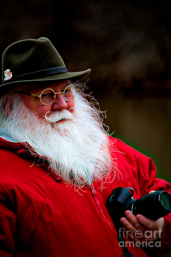 Portrait Photograph - Santa Taking Photos On His Day Off by Kathy Liebrum Bailey