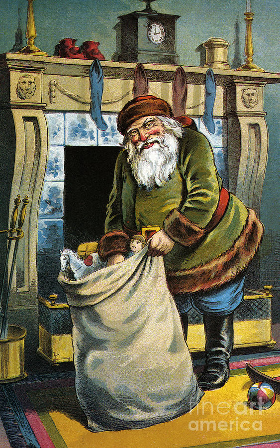 Santa Unpacks His Bag of Toys on Christmas Eve Painting by William Roger Snow
