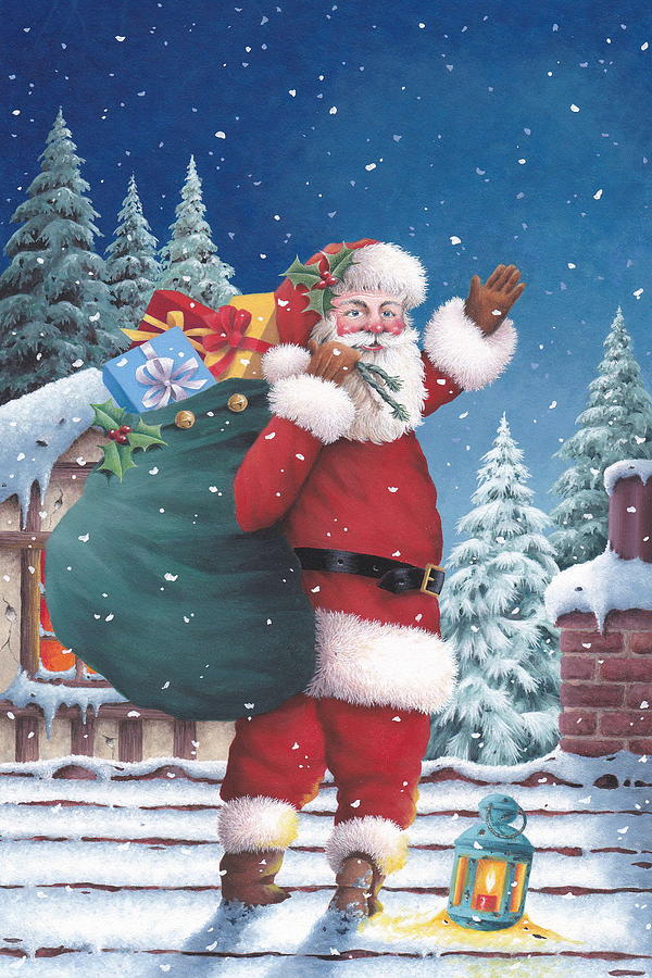 Santa waving good bye Painting by Patrick Hoenderkamp - Fine Art America