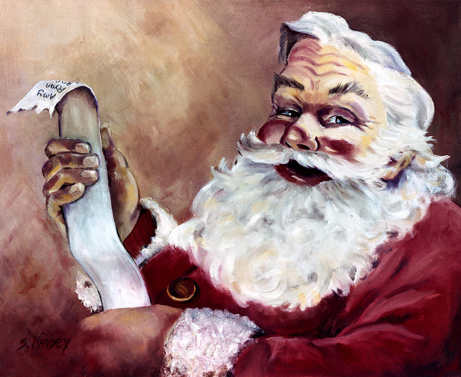 Santa Claus Painting - Santa with a List by Sheila Kinsey