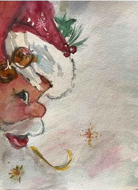 Santa With Hat Painting by Denice Palanuk Wilson