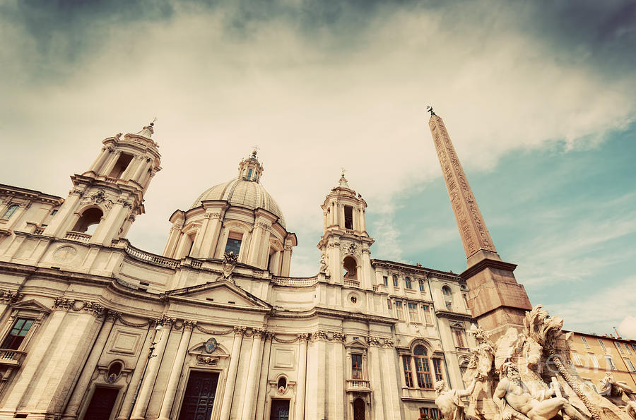 Summer Photograph - SantAgnese in Agone church on Piazza Navona Rome Italy by Michal Bednarek