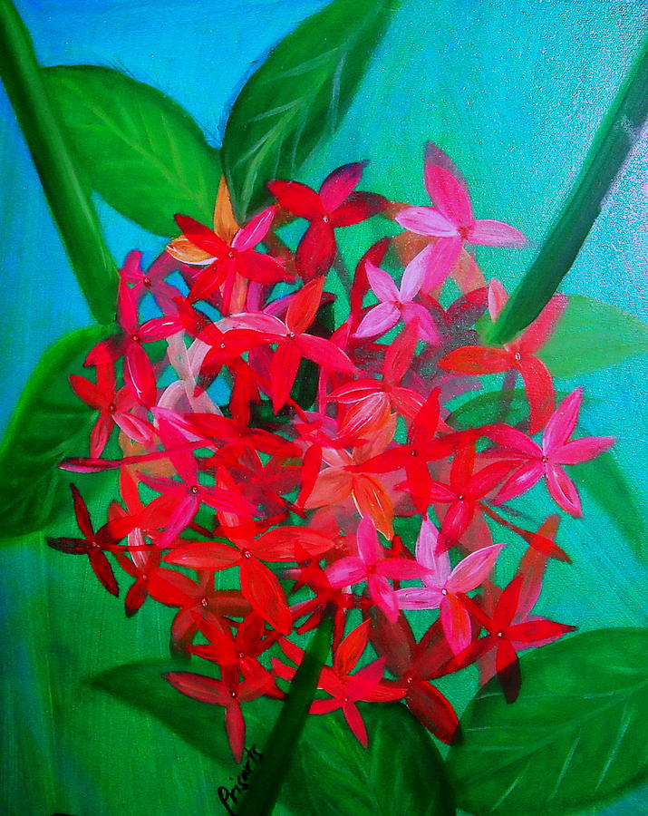 Santan Flower Painting by Pristine Cartera Turkus - Fine Art America