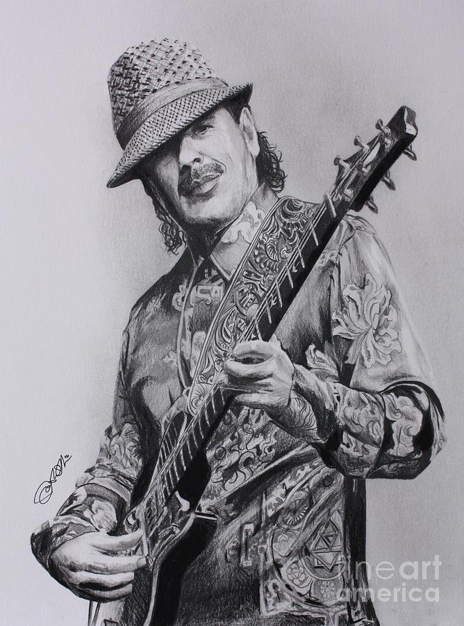 Santana Drawing By Josh Navarra