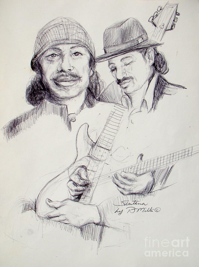 Santana Drawing by Patrick Mills