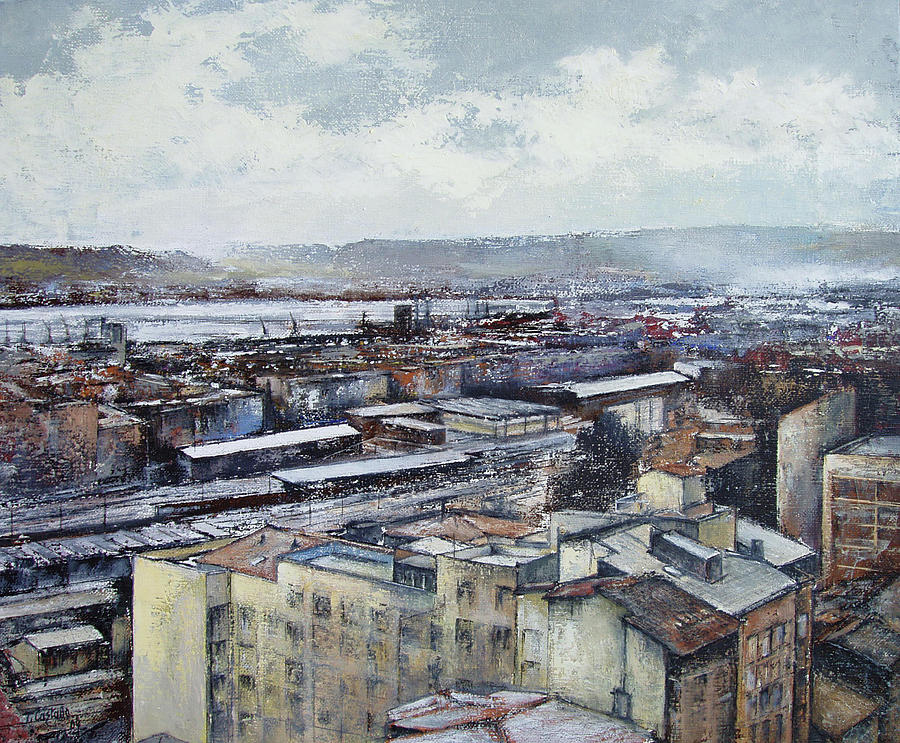 Santander Panoramic Painting by Tomas Castano