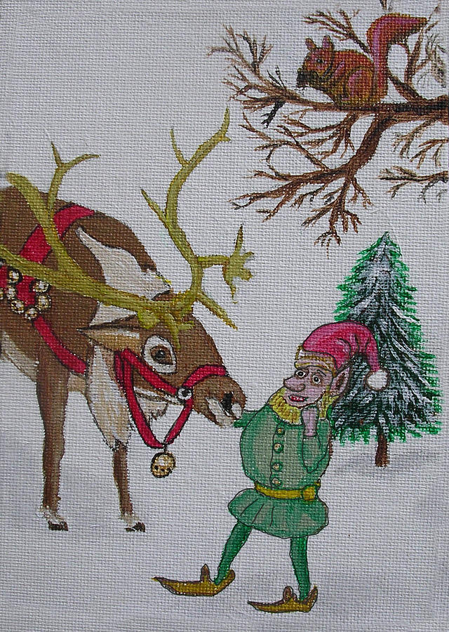 Christmas Painting - Santas Helper Elves by Gordon Wendling