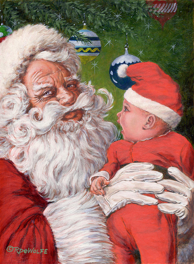 Santa Claus Painting - Santas Little Helper by Richard De Wolfe