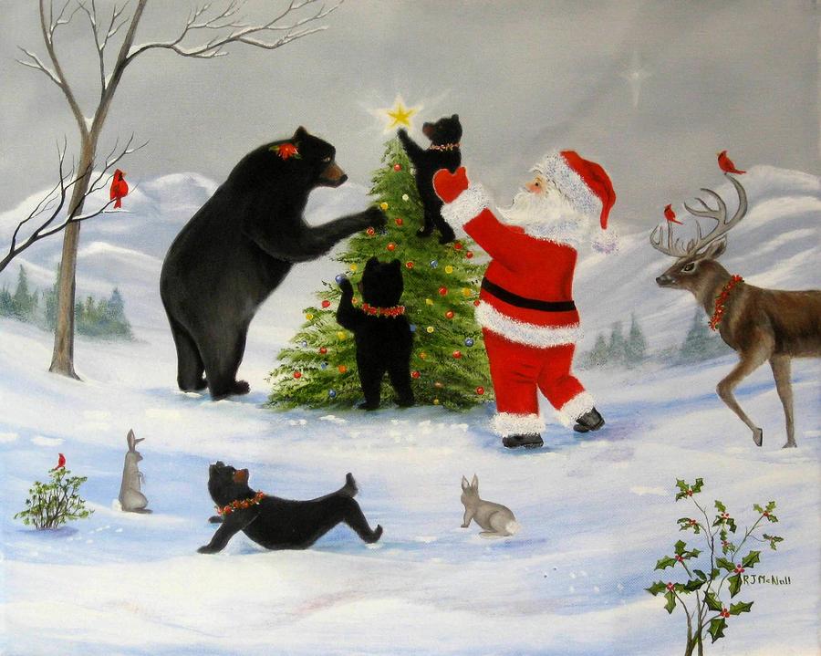 Santa Claus Painting - Santas Little Helper by RJ McNall