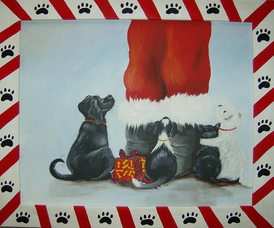 Santas Little Helpers Painting by Debra Campbell