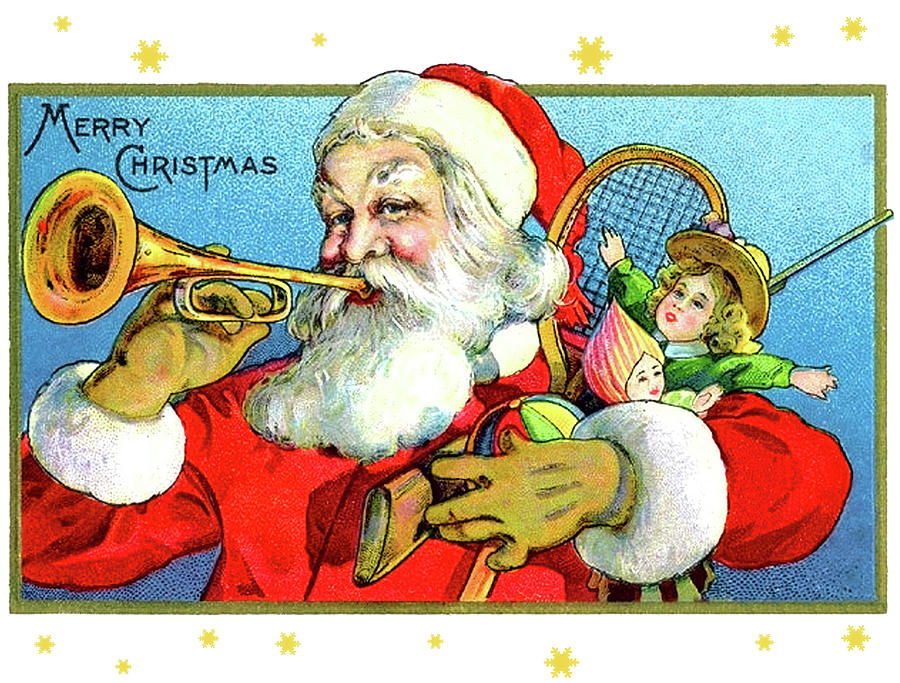 Santas trumpet Painting by Long Shot