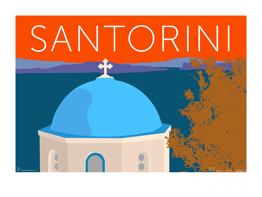 Santorini Dome - Orange Digital Art by Sam Brennan