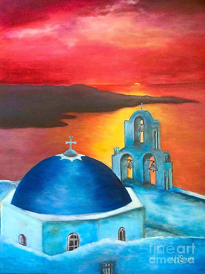 Greek Church Painting - Santorini Forever by Viktoriya Sirris