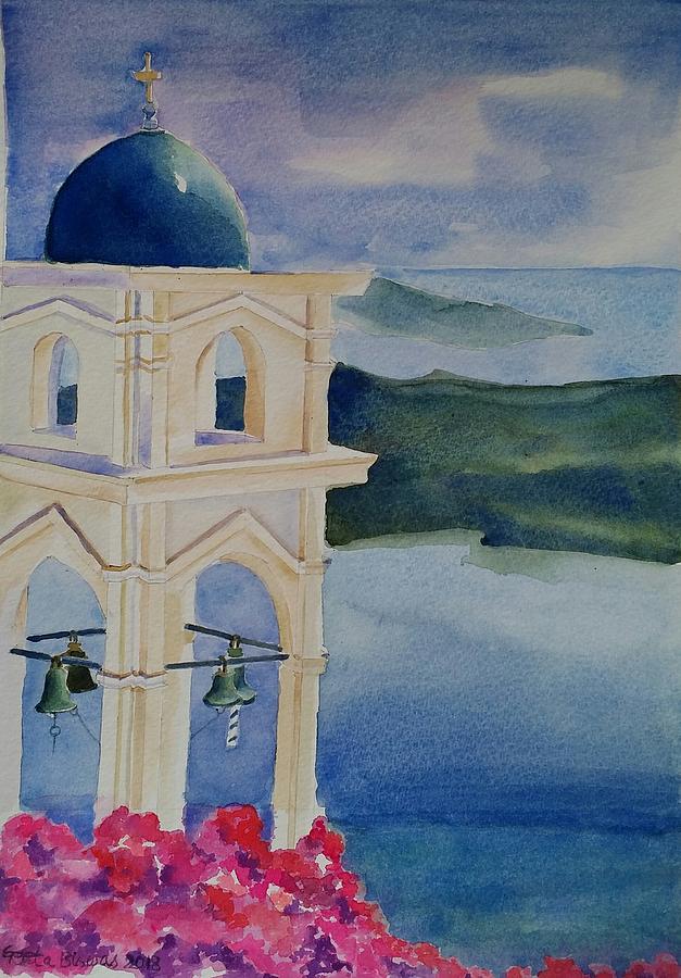Landscape Painting - Santorini by Geeta Yerra