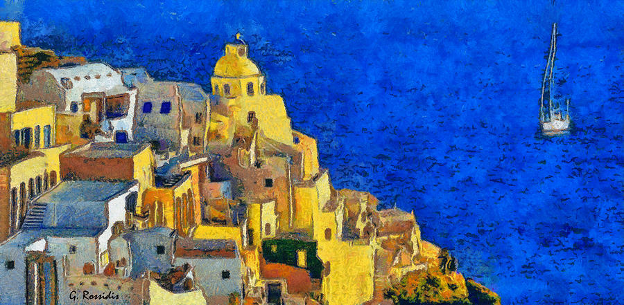 Santorini Painting by George Rossidis
