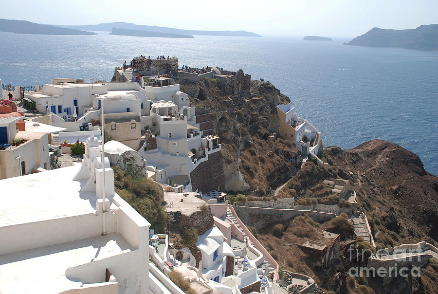 Greek Photograph - Santorini Greece Rooftop View of Caldera by Just Eclectic