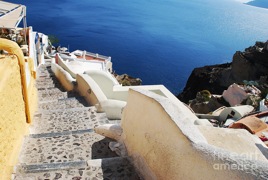 Santorini Photograph - Santorini Greece Steps to Ocean by Just Eclectic