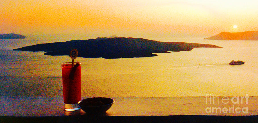 Sunset Photograph - Santorini Greece Sunset by Jerome Stumphauzer