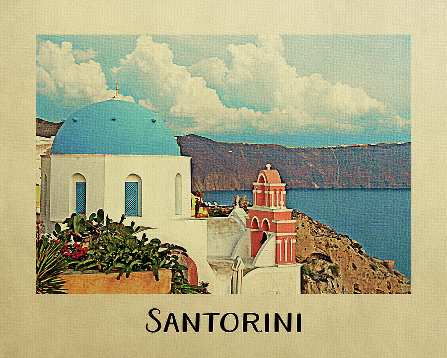 santorini travel poster
