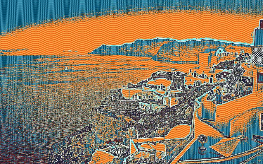Santorini Greek Island Caldera, Greece 6 Painting by Celestial Images