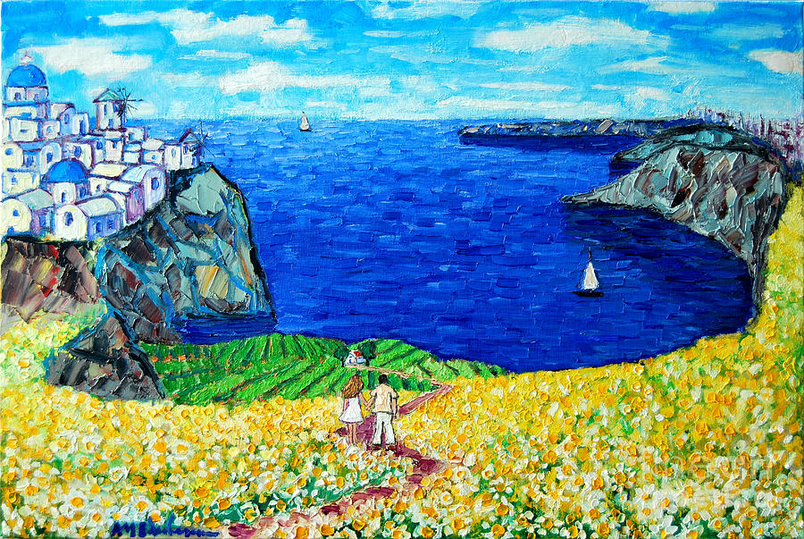 Santorini Honeymoon Painting by Ana Maria Edulescu